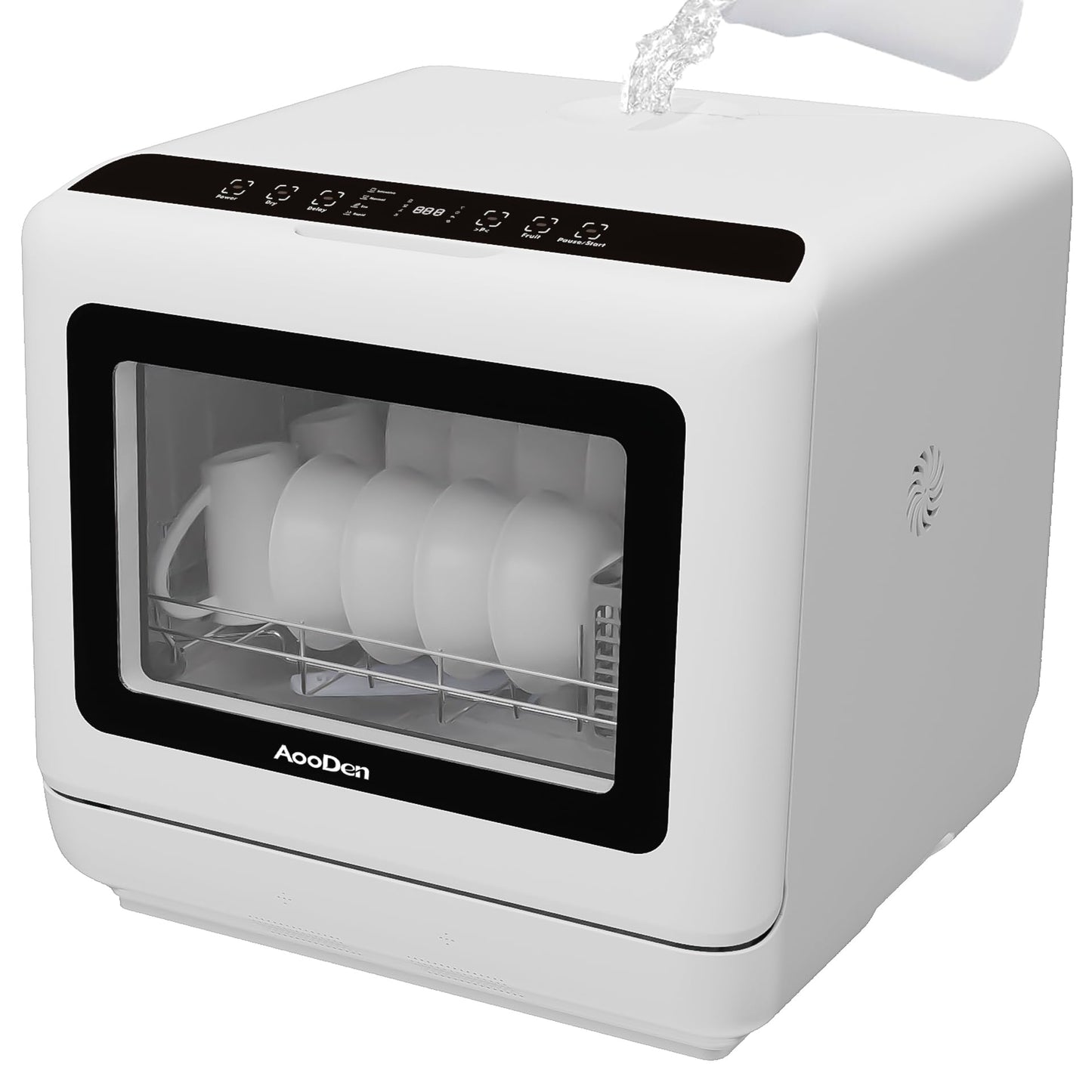 AooDen Portable Dishwasher Countertop Dishwasher with 5L Built-in Water Tank, No Hookup Needed, 5 Washing Programs, Air-dry Function, Fruit Washing, Delay Function, Mini Dishwasher for Apartment, RVs