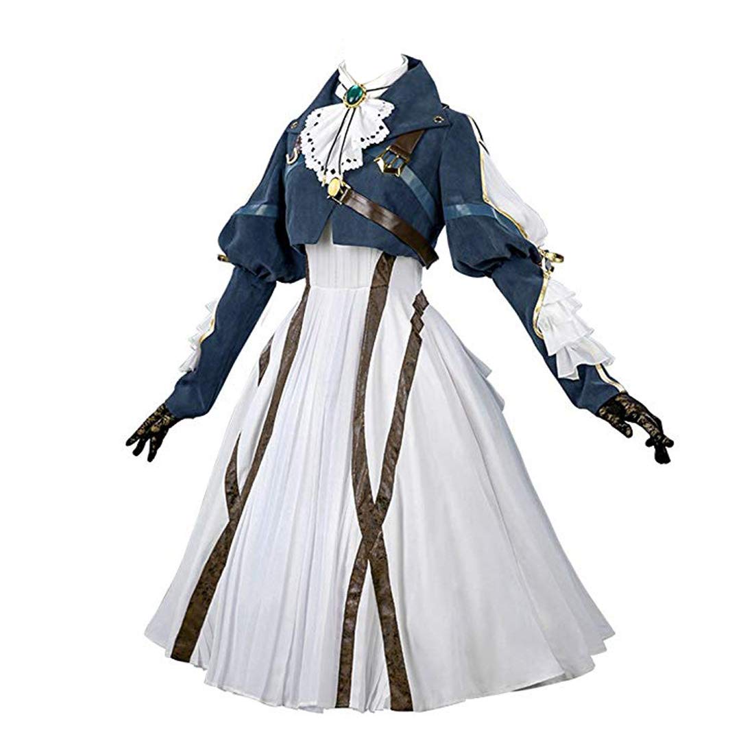 Nuoqi Violet Evergarden Cosplay Costume Womens Anime Uniforms Suit,Dark Blue,Small