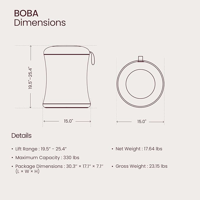 TopJob Boba Chair Stylish Active Wobble Stool, ADHD Chair, Improves Posture and Focus, Ergonomic with Height Adjustable Stool for Adults Children for Home Office, Study Room (Midnight Black)