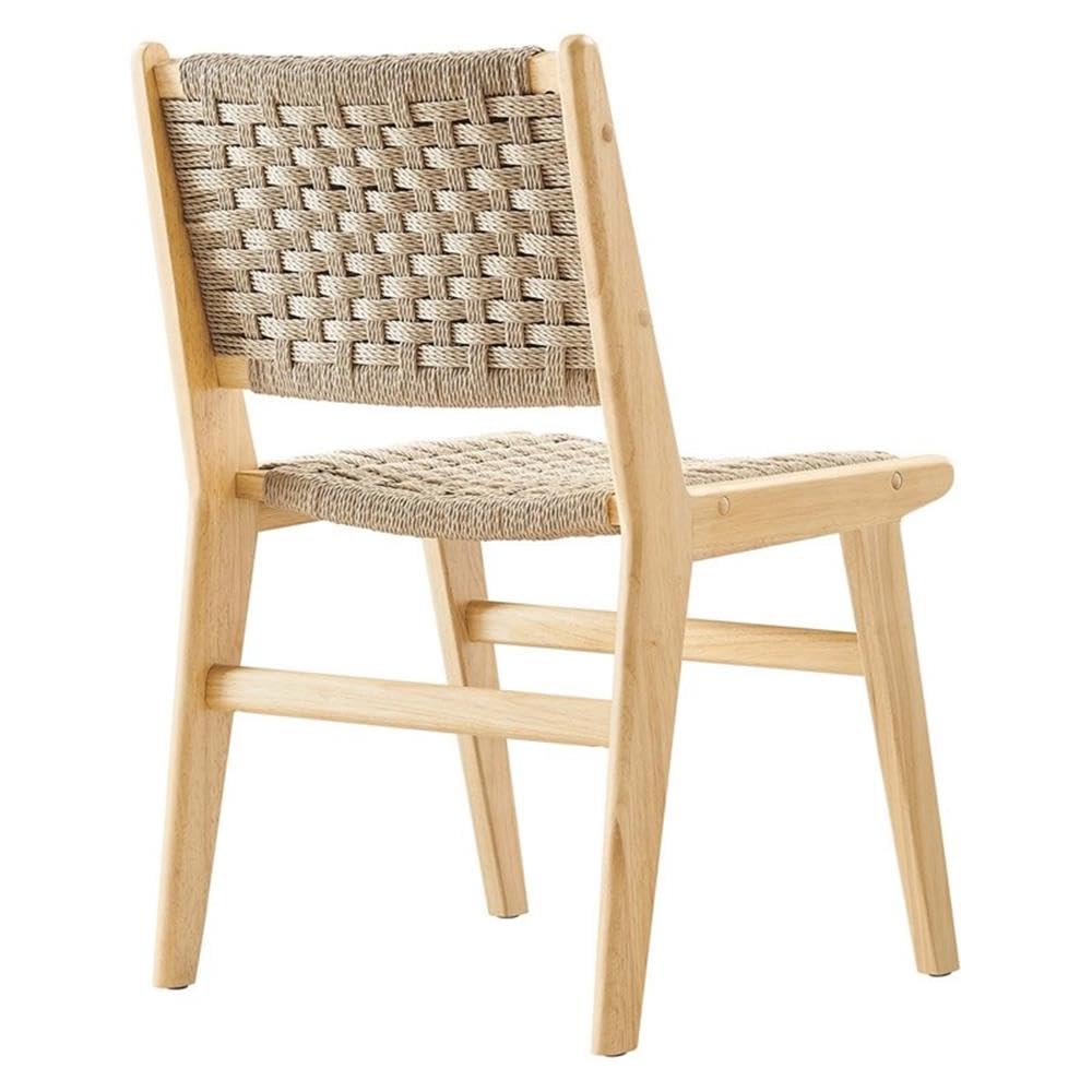 Modway Saoirse Woven Rope Wood Dining Side Chair in Natural Natural