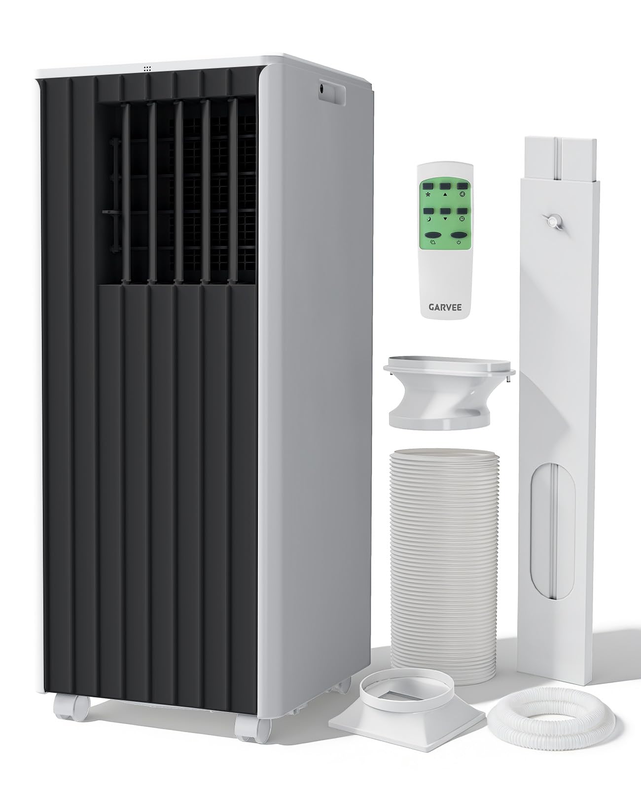 Garvee 8000 BTU Portable Air Conditioner, 3-in-1 Cooling, Dehumidifying & Fan for Rooms Up to 350 Sq. Ft | Quiet Sleep Mode | Energy-Saving 24-Hr Timer | AC Unit w/Remote & Full Window Kit, Black