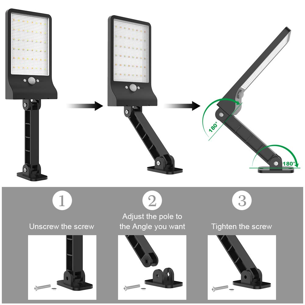 highydroLED Solar Lights Outdoor with Remote and Color Temperature Adjustment 2700K to 6000K, 48LED Solar Motion Sensor Light with 3 Modes,Waterproof IP65 Night Light for Garden Garage [Pack of 2]