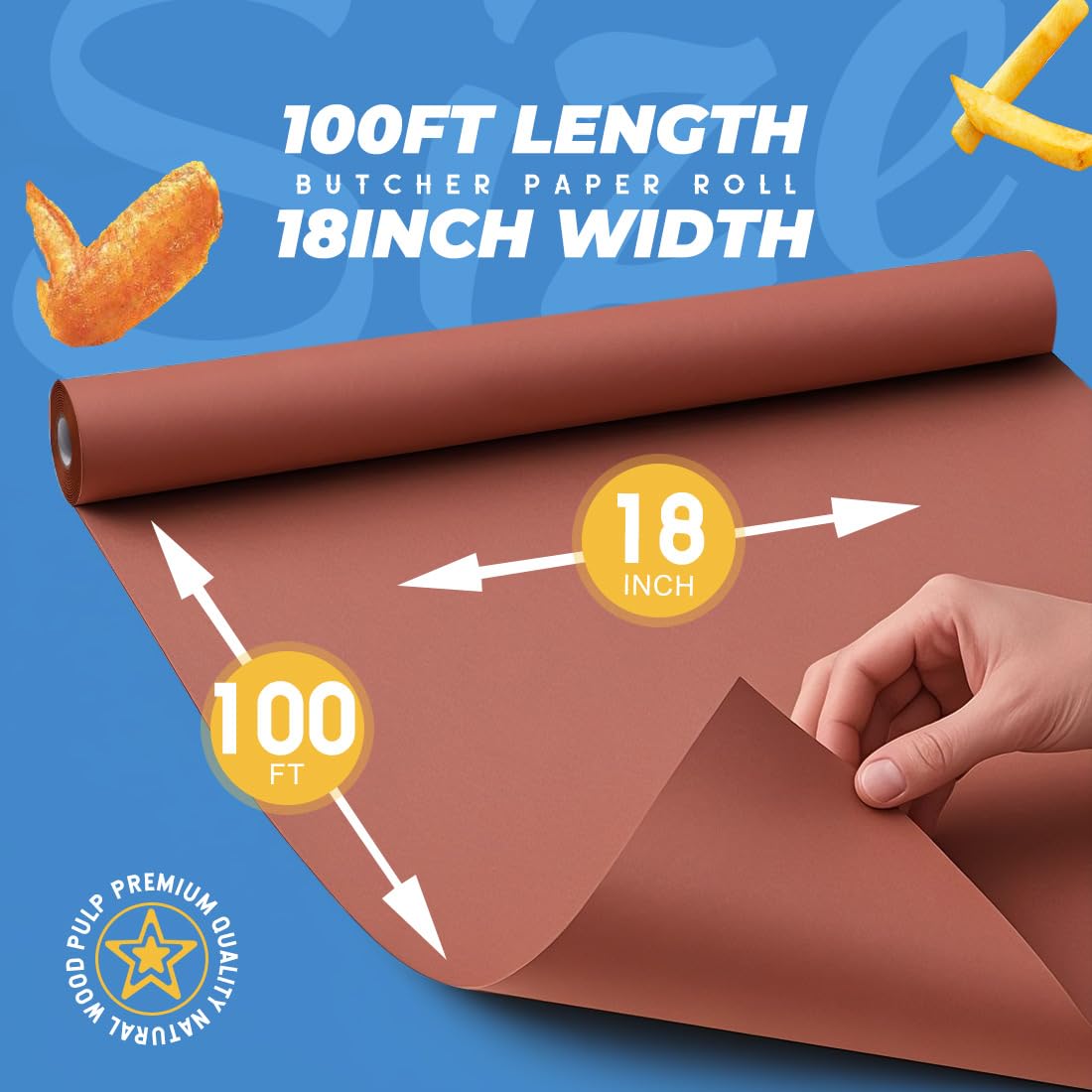 PH PERKHOMY Pink Butcher Paper Roll 18" x 1200" (100') for Smoker BBQ Grilling Smoking Meat Unbleached Uncoated Unwaxed (Pink, 18" x 100')