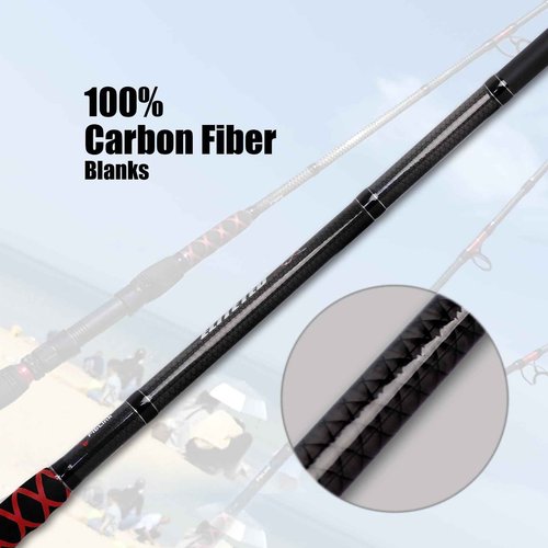 Fiblink Surf Spinning Fishing Rod 2-Piece/3-Piece Carbon Fiber Travel Fishing Rod (9-Feet / 11-Feet & 12-Feet & 15-Feet) (15' - 3pcs - H)