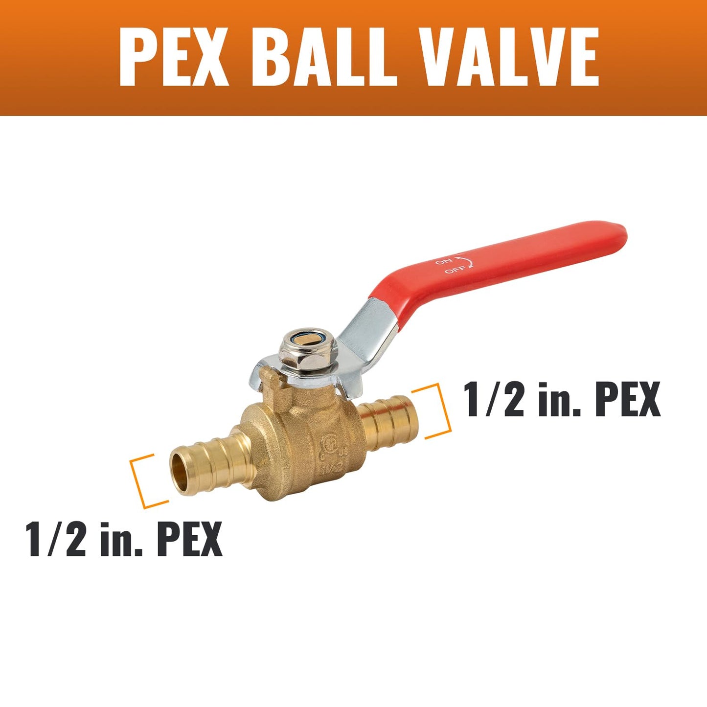 SUNGATOR 10-Pack Pex Ball Valve 1/2 Inch, Full Port 1/4 Turn Crimp 1/2" Pex Shut Off Valve for Hot and Cold Water, UPC Certified