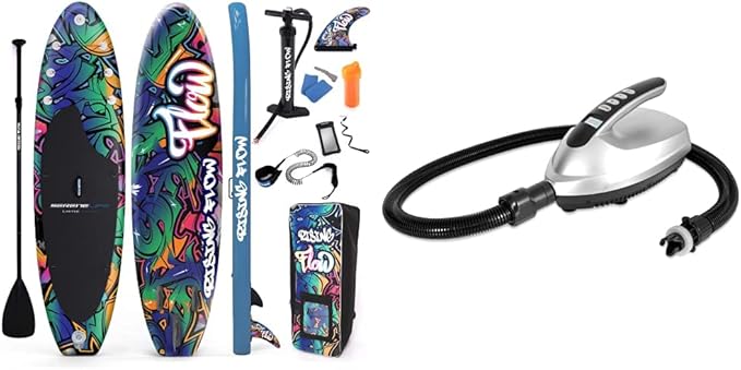 SereneLife Inflatable Stand Up Paddle Boardwith Premium SUP Accessories & Carry Bag | Wide Stance & Premium Compact Digita...