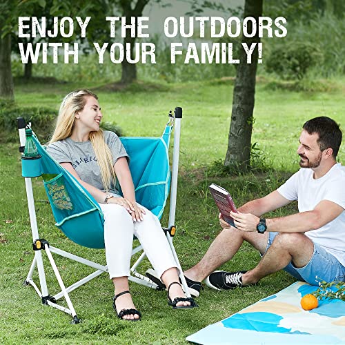 Portal Hammock Camping Chair Folding Rocking Chair Portable Swinging Chair with Cup Holder for Outdoor Lawn Backyard Patio...