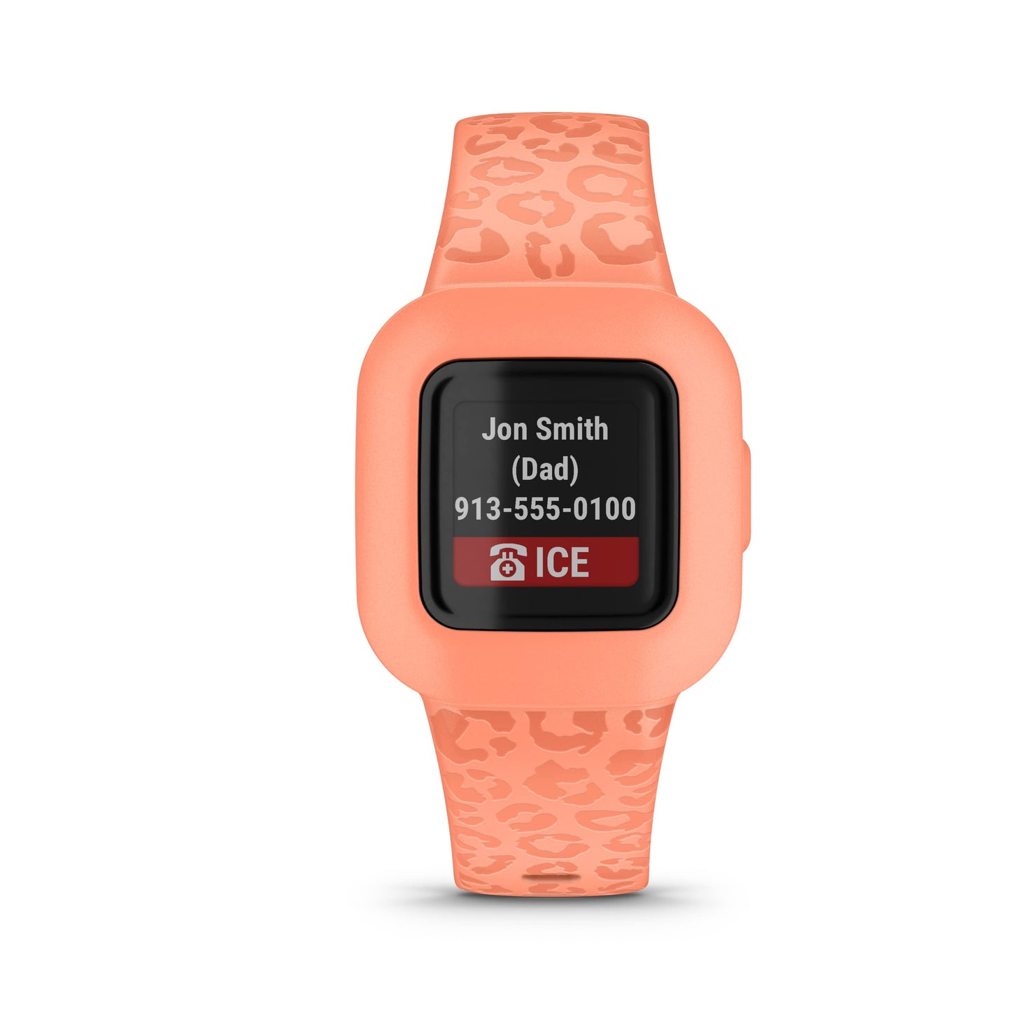 Garmin V  Vofit Jr. 3 Kids Fitness Tracker, Peach Leopard, Up To 1 Year Battery Life, Swim-Friendly, Activity Unlocks Adventure