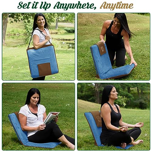 Adjustable Japanese Floor Chair with Back Support for Adults | Premium Meditation Chair for Seating, Yoga & Gaming -Foldin...