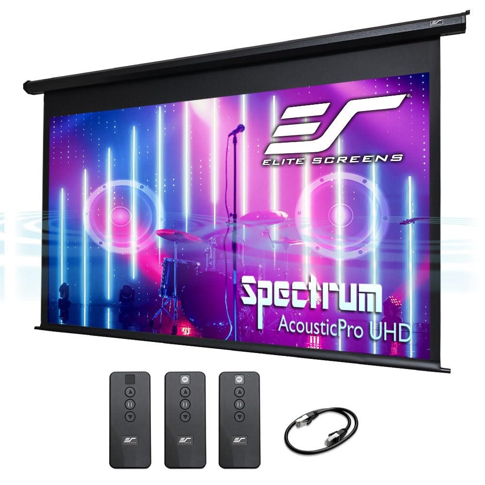 Elite Screens Spectrum AcousticPro UHD, 135-INCH Motorized Electric Projector Screen Moiré-Free Sound Transparent Perforated Weave Movie Home Theaters, ELECTRIC135H2-AUHD