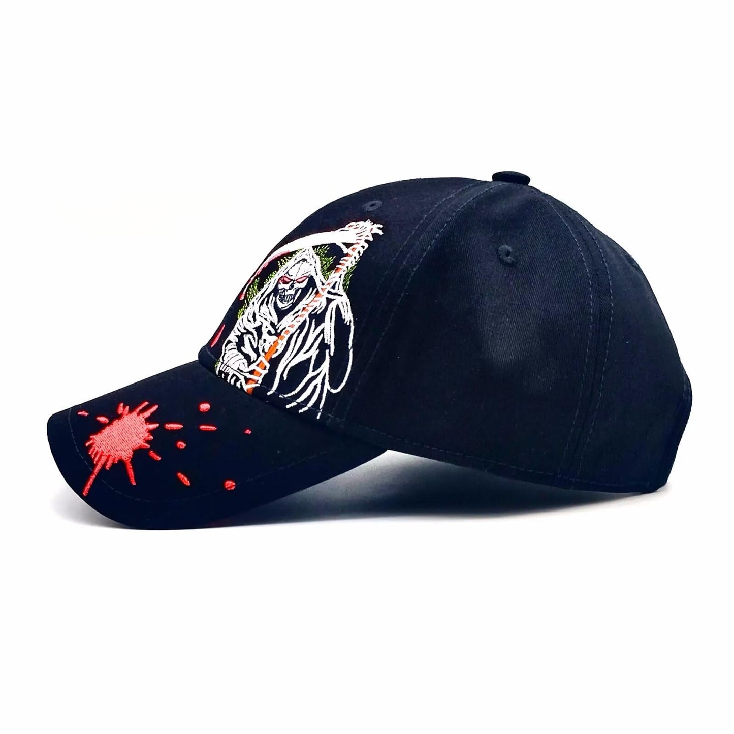 Tilgomedal Snapback Hats for Men Women Fashion Grim Reaper Skull Black Baseball Caps, Large-X-Large