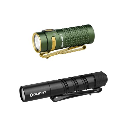 OLIGHT Baton4 Rechargeable EDC Pocket Flashlight 1300 Lumens Bundles with I3T2 EOS 200 lm Compact Bright Handheld Lights