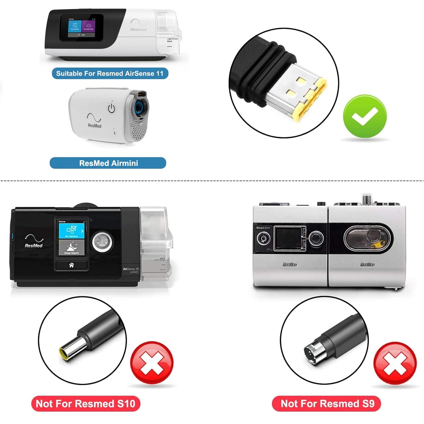Resmed AirSense 11 DC Converter, TAIFU 20V PD USB-C DC Adapter for Resmed Airsense 11 Supplies 65W ResMed AirSense 11 AutoSet Elite CPAP Air11 39205 E1399 CPAP Machines Power Supply Cord