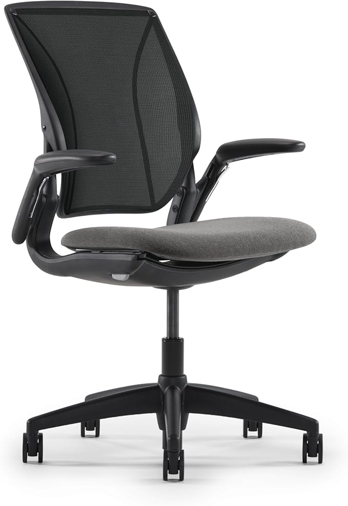 Humanscale World LM Black Catena Mesh Ergonomic Office Chair for Desk with Slate Gray Autumn Seat, Adjustable Simple Desk ...