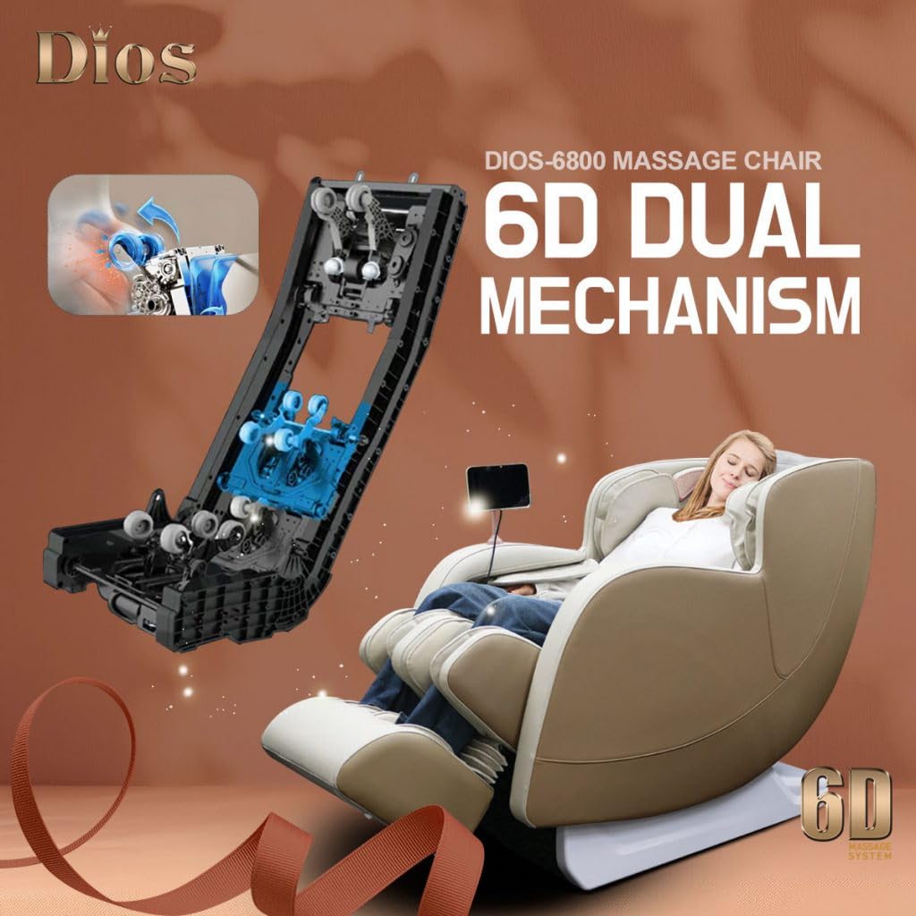 6D Dual Core (3D+3D) Roller, Air Float System, Upgraded Kahuna LM6800, 50" SL-Track Full Body Zero Gravity Recliner, Bluetooth, Heat Therapy - Beige/White