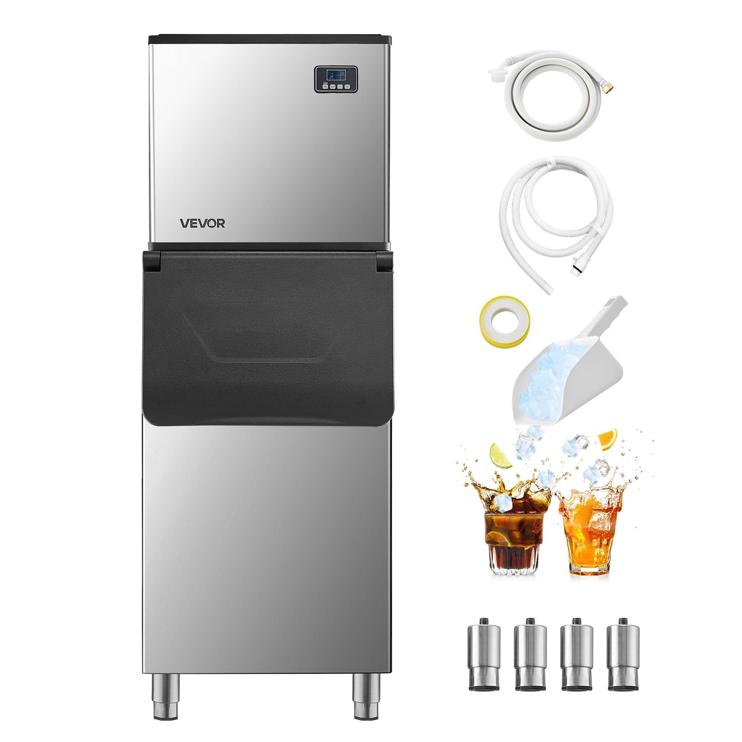 VEVOR Commercial Ice Maker Machine, 360LBS/24H Ice-Making Machine with 300LBS Large Storage Bin, Auto Self-Cleaning Ice Maker with Touchscreen for Bar Cafe Restaurant Business Commercial