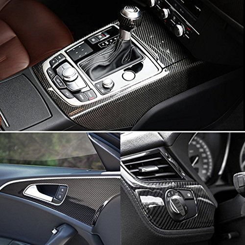 DIYAH 6D High Gloss Black Carbon Fiber Vinyl 12" x 60" / 1 FT x 5 FT Bubble Free Air Release Car Wrap Film Automotive DIY ...