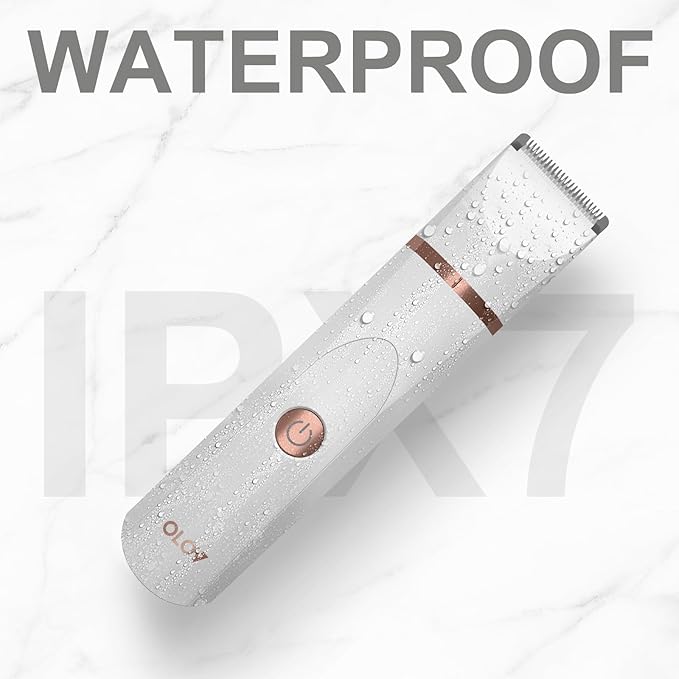 Electric Body Hair Trimmer - Groin Trimmer for Men - Bikini Trimmer Women - Wet/Dry Shaver Groomer, Replaceable Ceramic Blade Heads, USB Recharge Dock, Hygiene Razor, Christmas Gift Wrapping, White