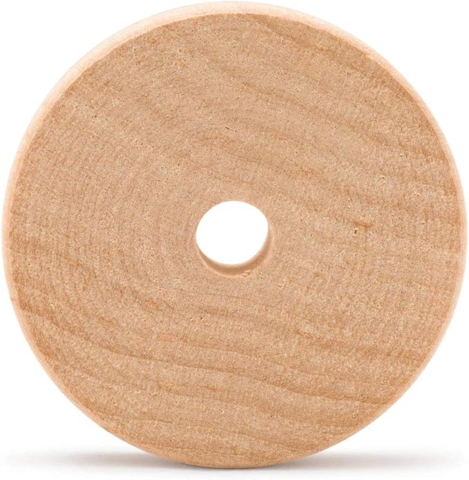 2-1/2-inch Diameter Slab Wooden Wheels for Crafts 3/8-inch Hole, 3/4-inch Thick, Pack of 12 Mini Craft Wheel for Model, by Woodpeckers