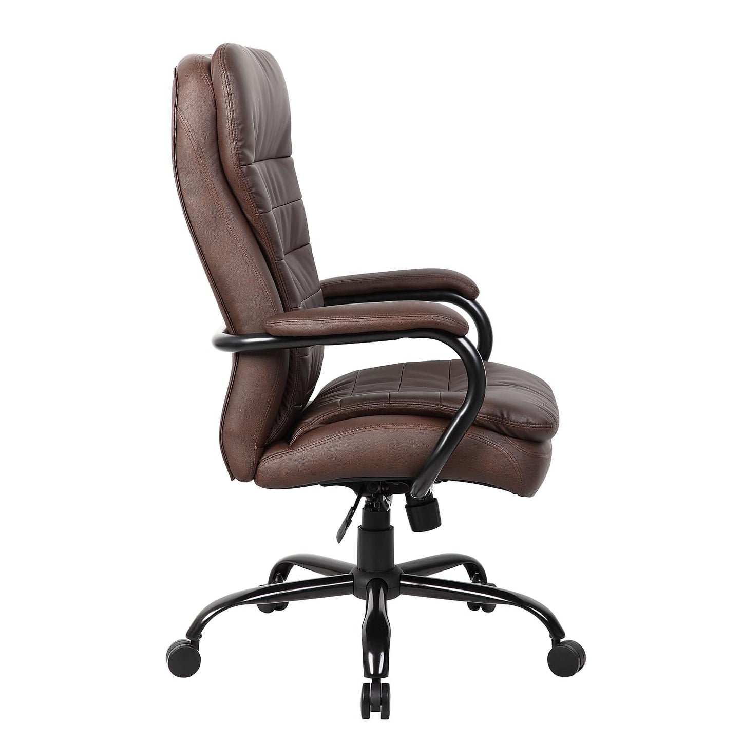 Boss Office Products Heavy Duty Double Plush LeatherPlus Chair with 350lbs Weight Capacity in Bomber Brown (B991-BB)