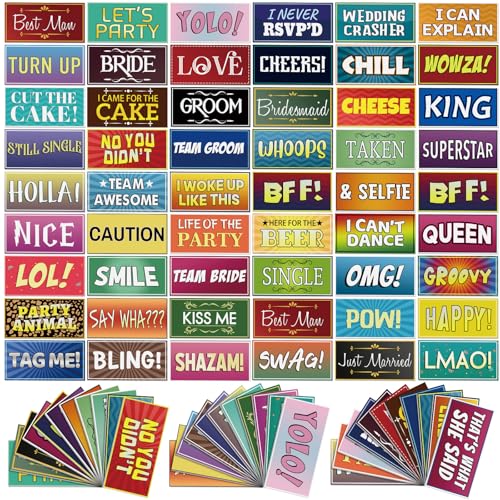 64 Designs Photo Booth Props Double Sided 11x5.5 Inch Holiday Photo Booth Props for Office Friend Christmas All Scene Birt...