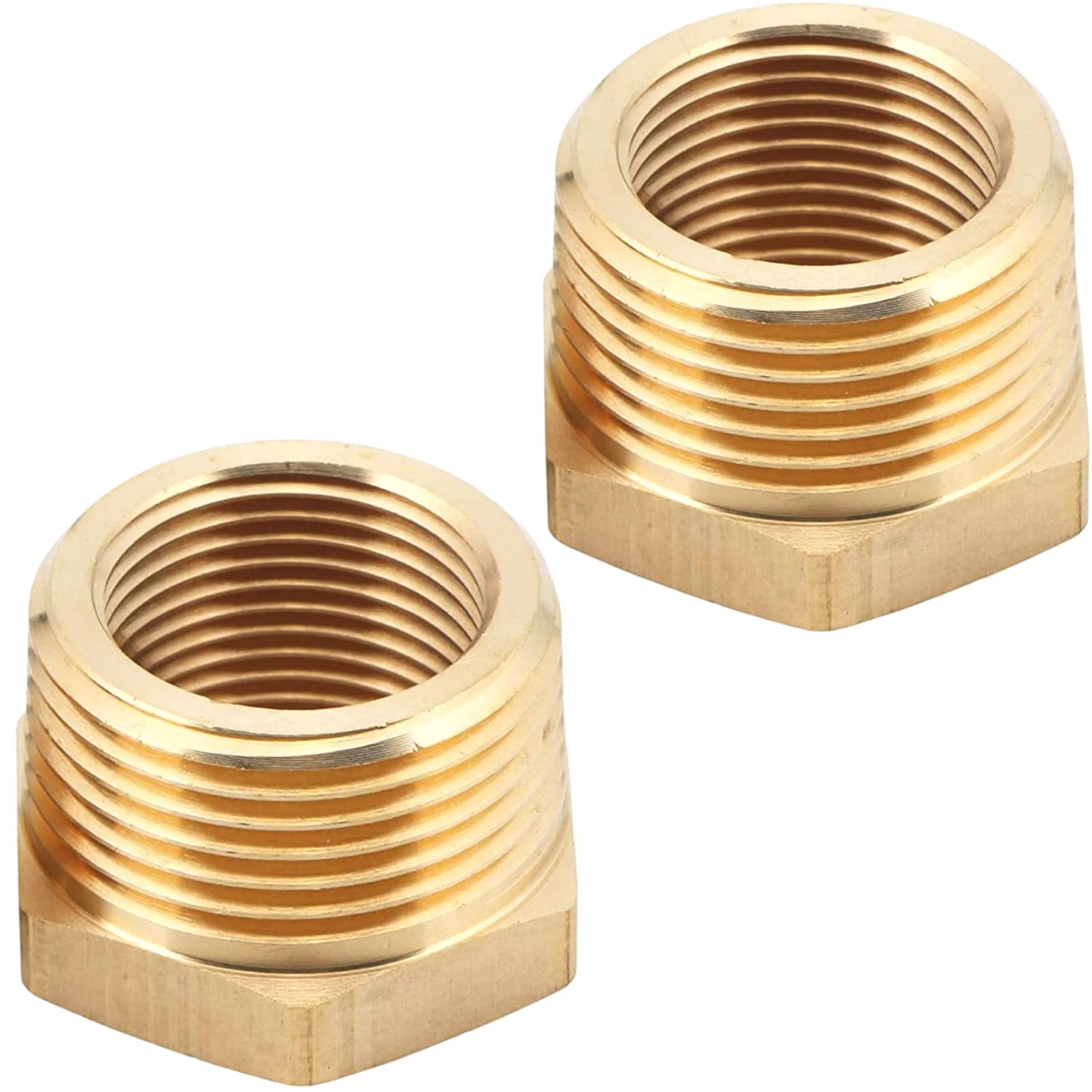 2pcs 1" NPT Male x 3/4" NPT Female Brass Reducer Hex Bushing Threaded Fitting Adapter by CX WONDERLAND