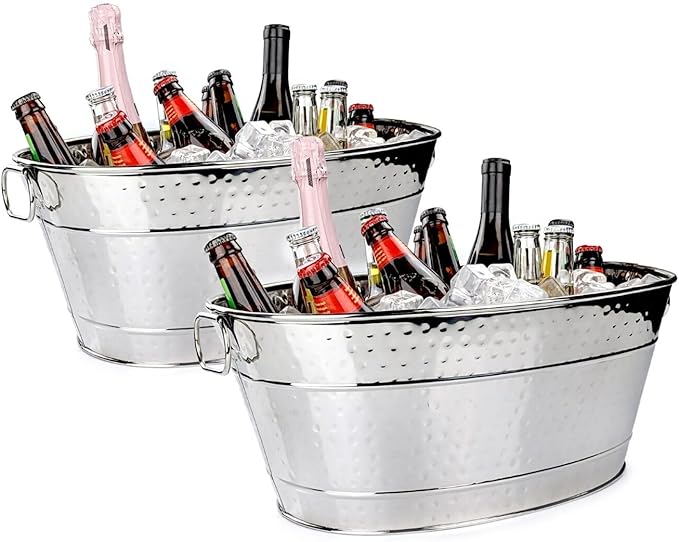 BREKX Colt Stainless Steel Beverage Tubs for Parties, Leak Resistant, Large Ice Buckets for Parties for Chilling Drinks, 1...
