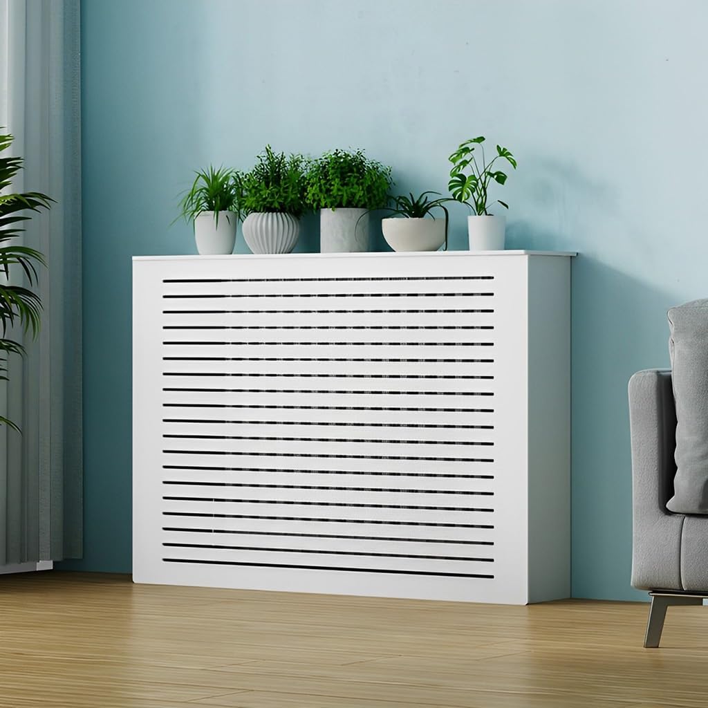 Radiator Covers For Home White Louvered Grill Radiator Shelf Cabinet, Living Room Heating Decorative Hide Cluttered Pipes, Wood Heating Radiator Cover For Home, Office, Bedroom Hallway(28"Lx10"Wx28"H/