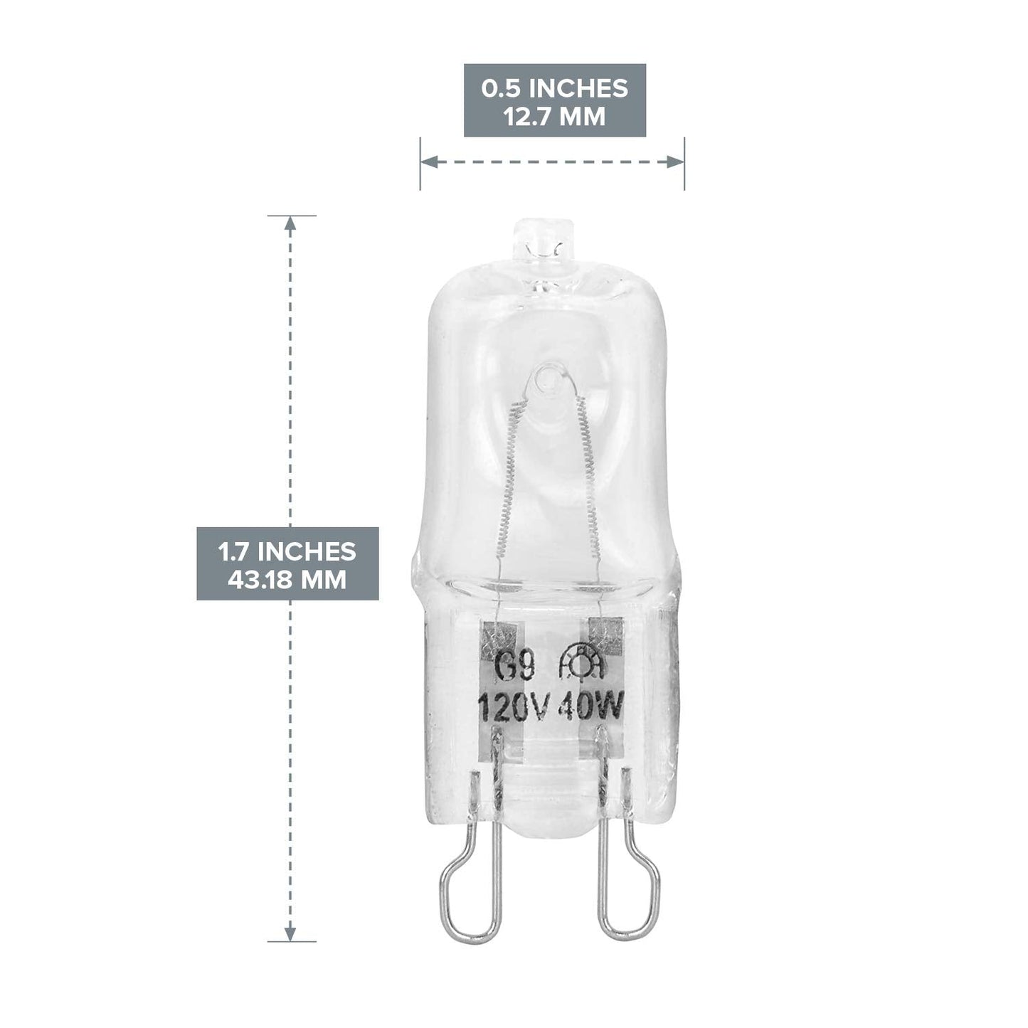 10 Pack Crystal Clear Lense 40W Q40/G9/CL/120V G9 JCD 40 Watt 120 Volt T4 JD Type Halogen House Hold Light Bulb Hanging Pendant Accent Type Spot Down Lamp Chandelier Sconce Fixture Lighting