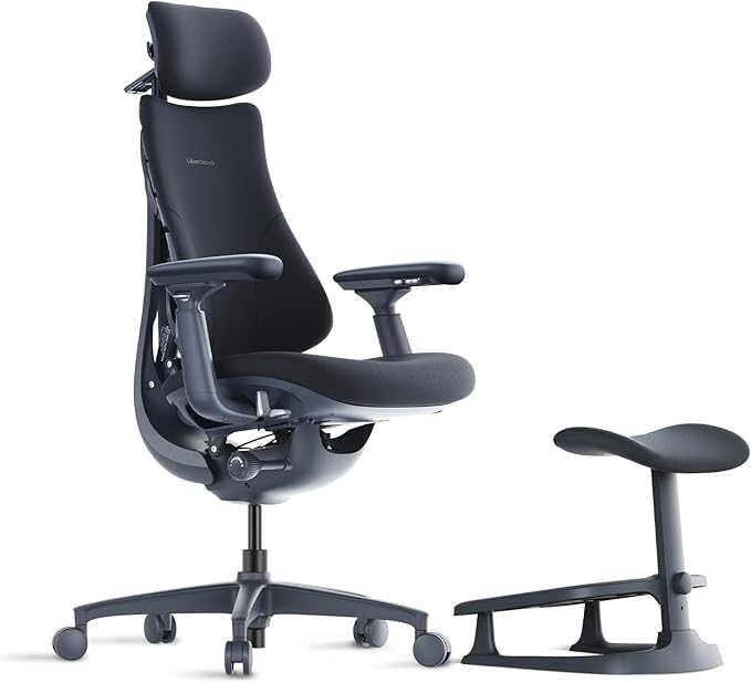 LiberNovo Dynamic Ergonomic Desk Chair + StepSync Footrest Bundle - Comfy Home Office Chair with Adaptive Lumbar Support, ...