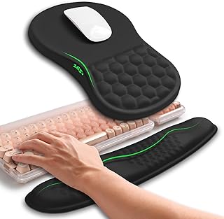 Hokafenle 2in1 Combination, Wave Keyboard Wrist Rest and Ergonomic Curvature Mouse Pad Wrist Support for Relieve Wrist Pai...