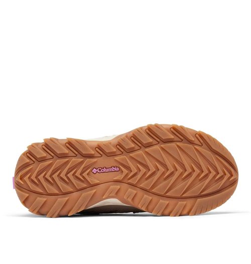 Columbia Womens Strata Trail Low Waterproof, Wet Sand/Berry Patch, 7.5