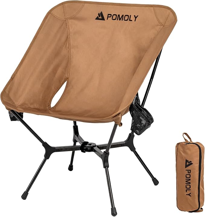 POMOLY Ultralight Camping Chair Folding Backpacking Chair, MOK Lightweight Folding Hiking Chair with Side Mesh Pockets, Co...
