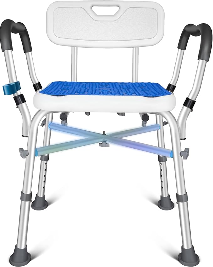 KingPavonini Shower Chair for Inside Shower, 550LBs Heavy Duty Bath Chair with Arms, Medical Shower Seat, Bath Stool Safet...