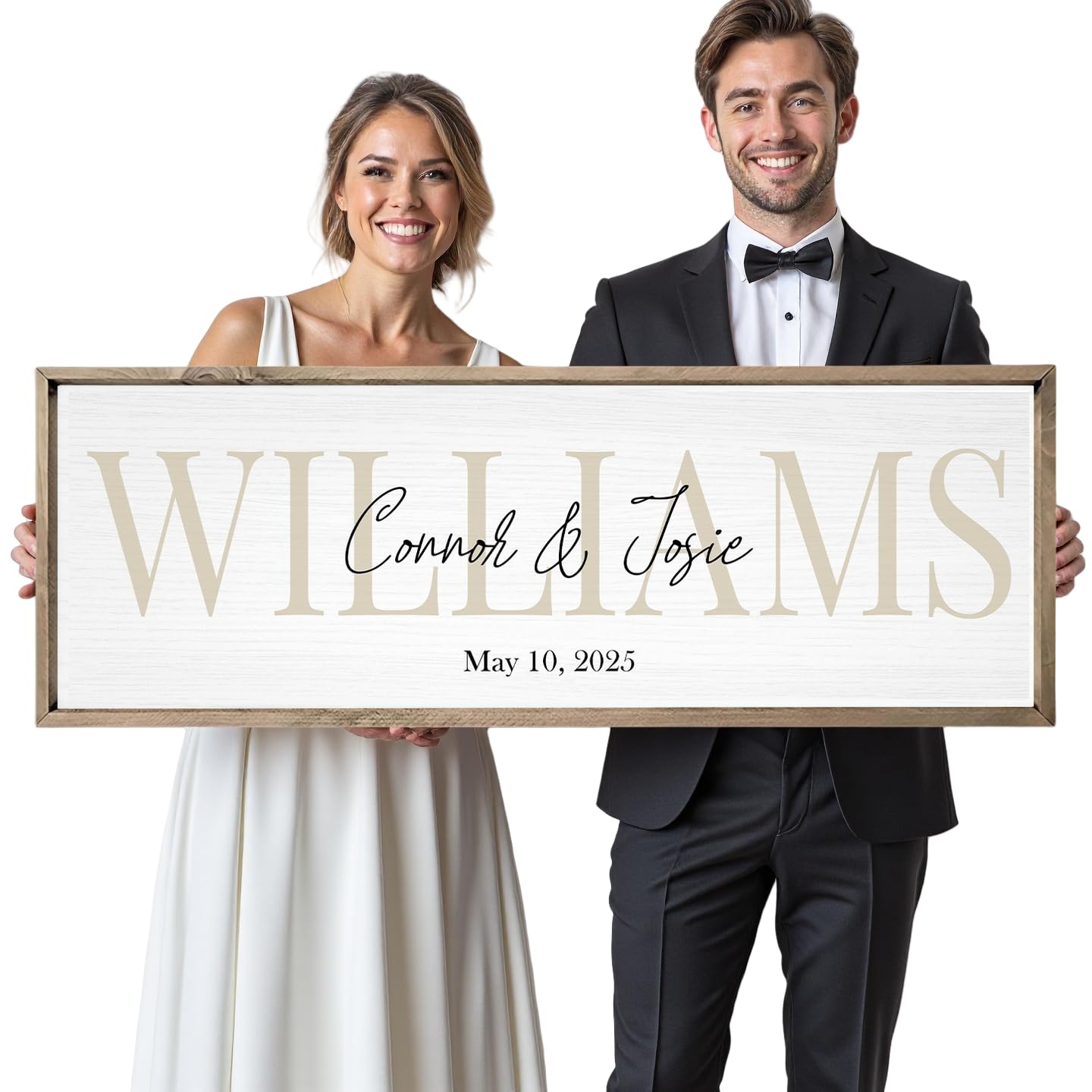 Wedding Gifts for Couples 2025, Custom Wood Sign for Bridal Shower Gift, Engagement Gift, Newlywed Gift, Personalized Framed Last Name Sign with Established Date for Home