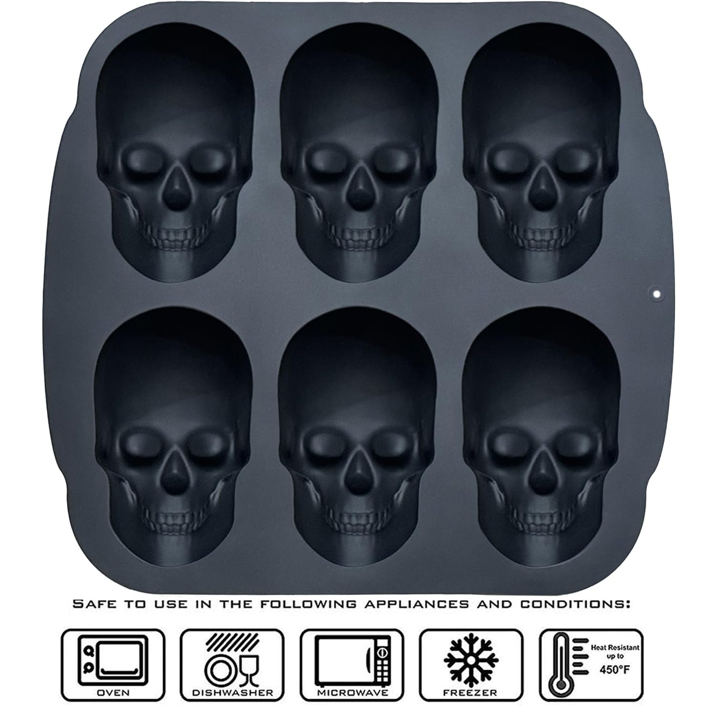JETKONG 6 Cavity Skull Cake Pan and Silicone Skull Cakelet Mold