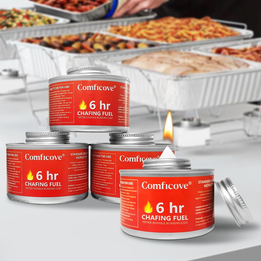 Comficove 6 Hour Chafing Fuel - Food Warmer for Chafing Dish Buffet Set - Liquid Safe Fuel with Wick for Chafing Dish (Pack of 12)