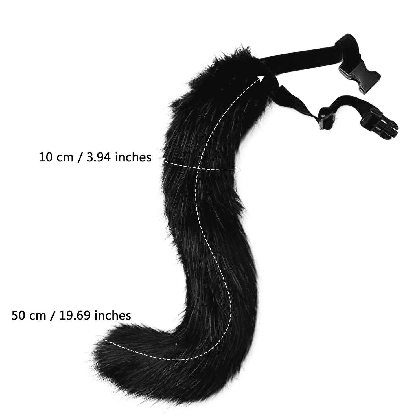 HAOAN Faux Fur Half Face Mask Paw Gloves Wolf Fox Tail and Leather Necklace Set Costume for Halloween Cosplay Party Black
