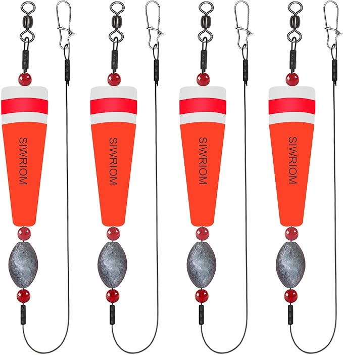 SIWRIOM Popping Corks Floats for Saltwater Fishing Bobber, 4PCS Weighted Bobbers Inshore Fishing Popping Cork Float Rig Ra...