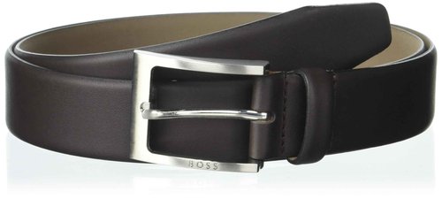 BOSS Tonal Logo Buckle Smooth Leather Belt