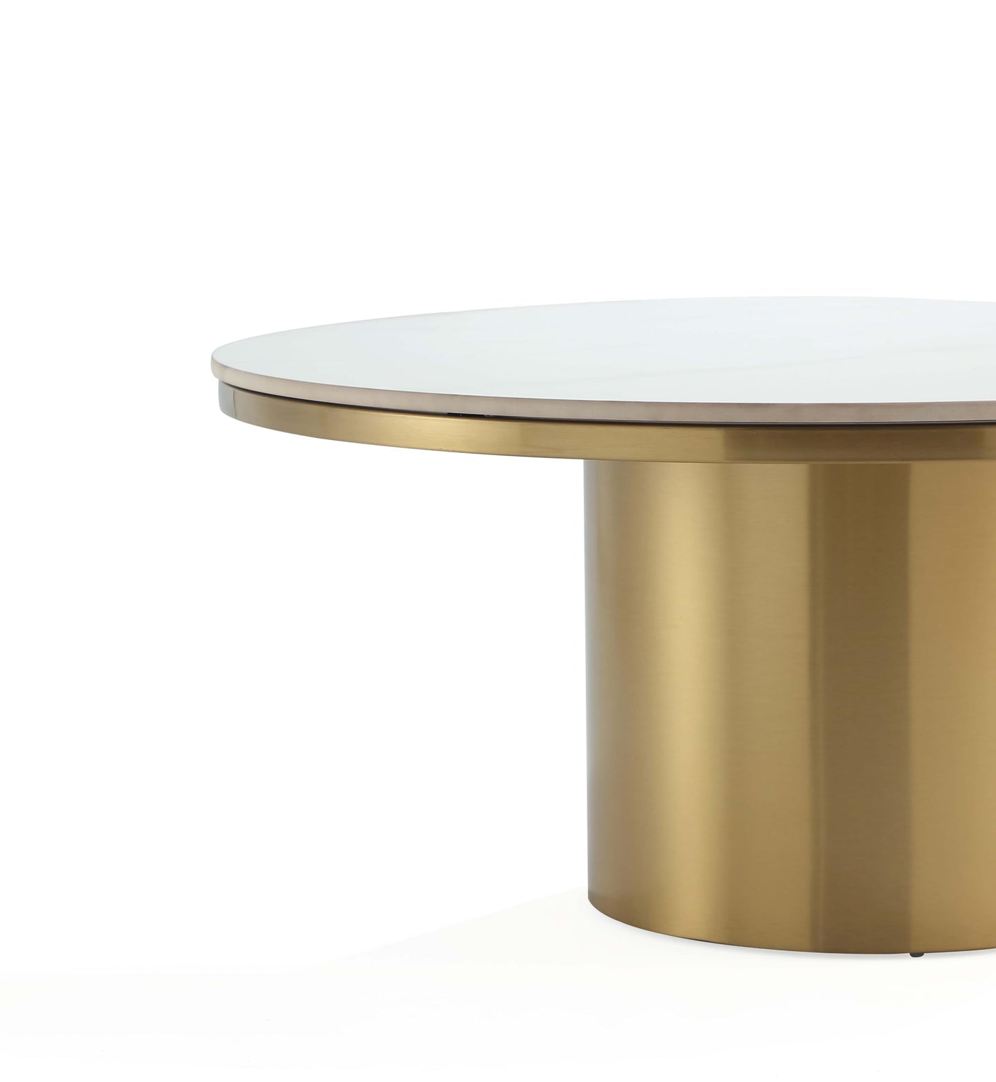 Manhattan Comfort Glenn Round Coffee Table with Sleek Sintered Stone Top and Stainless Steel Base, Elegant Design for Modern Living Room, Centerpiece, Gold