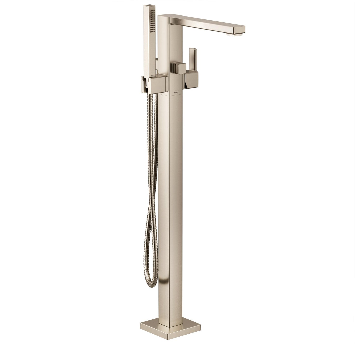 Moen S905BN 90 Degree One-Handle Freestanding Floor Mount Tub Filler with Handshower, Brushed Nickel