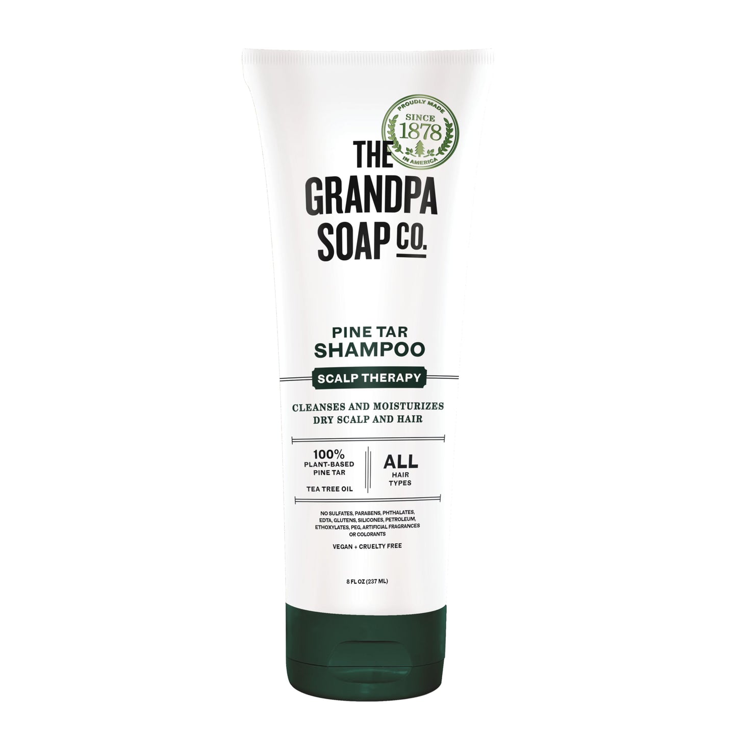 The Grandpa Soap Company Pine Tar Shampoo - Cleanses and Moisturizes Dry Scalp, With Pine Tar and Tea Tree Oil, All Hair Types,