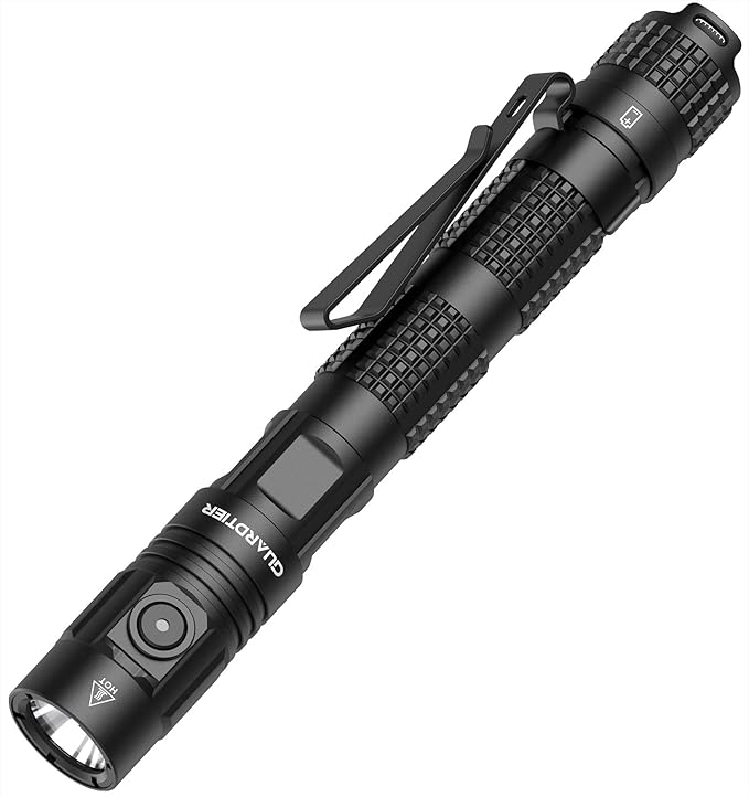 Guardtier ML70 1500 Lumen EDC Flashlight Rechargeable, Pen Style Self Defense Compact Tactical Flashlight with 2AA Dual Po...