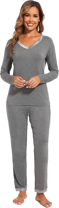 GYS Viscose from Bamboo Women's Pajama Sets Super Soft Long Sleeve Sleepwear Comfy Winter Pjs Sets S-4X