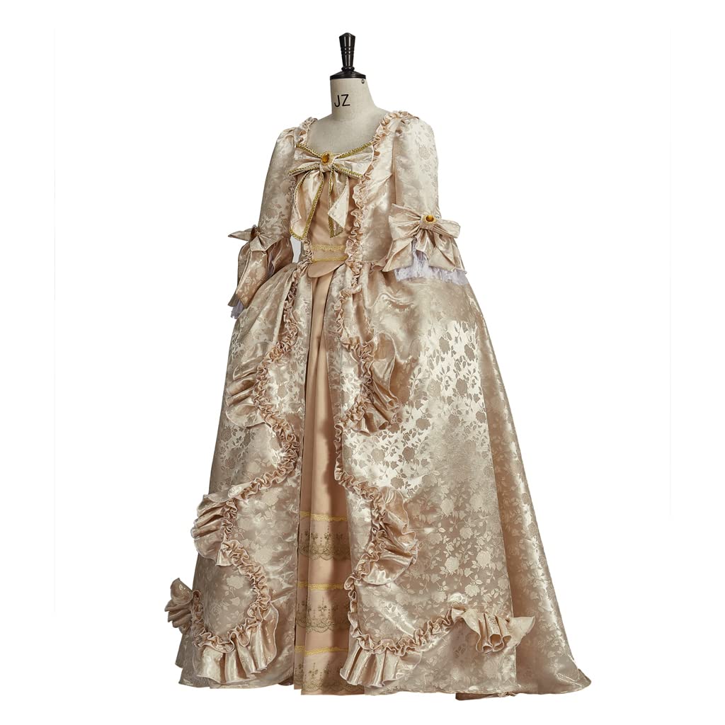RoleplayCos Court Rococo Baroque Marie Antoinette Ball Dresses 18th Century Victorian Dress Ball Gowns Royal Women Costume (M, Gold)