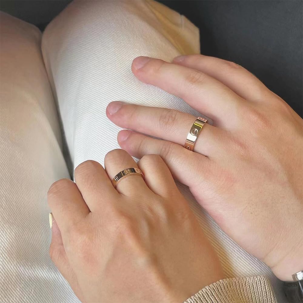 Love Ring For Women Men Girls Boys Kids Titanium Steel 18K Gold Jewelry Unisex Adult Wedding Birthday Present Anniversary Best Gifts S7