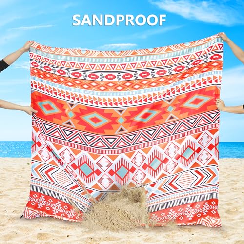 HIHOHO Beach Blanket, Sandproof Beach Mat, Waterproof Quick Drying Lightweight Outdoor Aztec Picnic Mat 79" X 83"/120"x10...