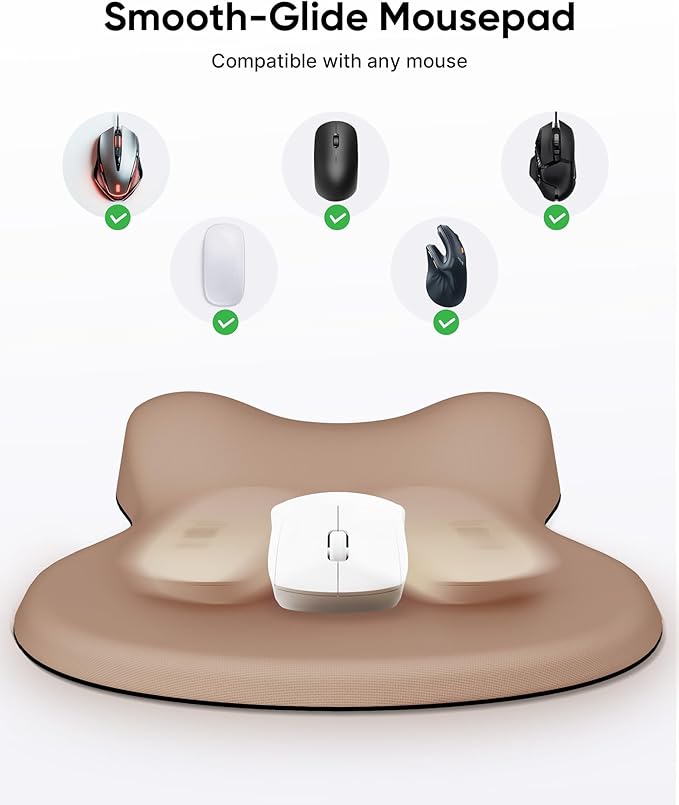 Ergonomic Mouse Pad with Wrist Rest, Mousepad with Wrist Support, Non-Slip Hard Base Mouse Pads, Portable for Office/Home/Travel Work(Coffee)