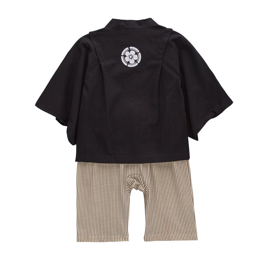 SZCQ Baby Boy Kimono Romper Suit Japanese Costumes Infant Cotton Samurai Outfits Beige XL(2-3Year)